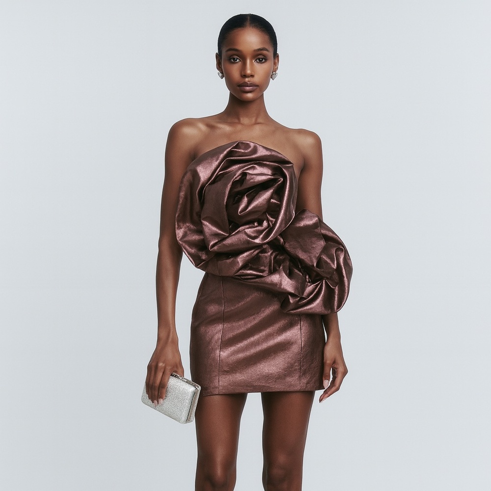 Brand New Zara Voluminous 3D Flower Mini Dress Small